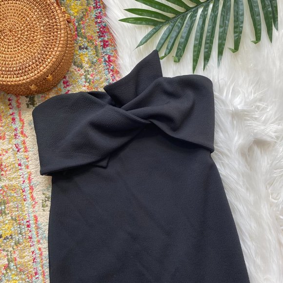 Topshop Dresses & Skirts - Topshop Neutral Black Twist Bow Strapless Midi Dress Wedding Guest 6